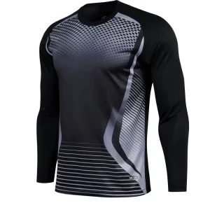Camiseta de Manga Larga para Hombre con Rayas Geométricas