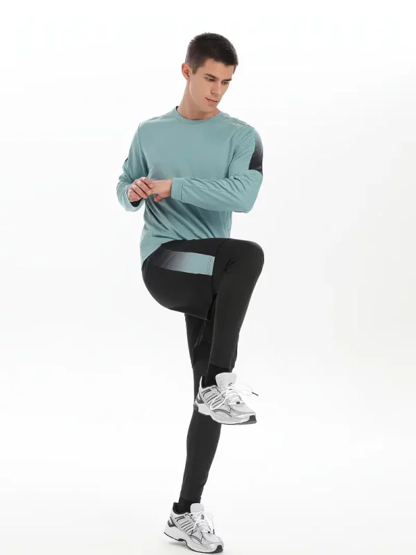 3 conjuntos deportivos para hombre, conjunto de top de manga larga y pantalones cortos y pantalones de poliéster - Imagen 3