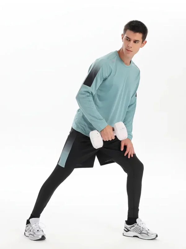 3 conjuntos deportivos para hombre, conjunto de top de manga larga y pantalones cortos y pantalones de poliéster - Imagen 4